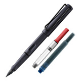 Caneta Tinteiro Lamy Safari Steel Black Mais Conversor