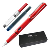 Caneta Tinteiro Lamy Safari Vermelha Pena Extra Fina Convers