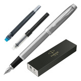 Caneta Tinteiro Parker Im Aço Inox Steel Ct Conversor