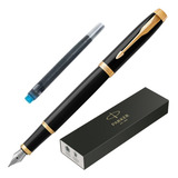 Caneta Tinteiro Parker Im Black Gold Laca Preta Gt