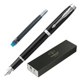 Caneta Tinteiro Parker Im Matte Black Chrome Preto Fosco