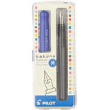 Caneta Tinteiro Pilot Kakuno Ponta Média Tampa Azul