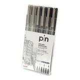 Caneta Uni Pin Nankin 6 Unidades 0 1 0 5 Uniball Preta Cinza