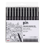 Caneta Uni Pin Nankin Preta 12 Unidades 0 03 Brush Uni Ball