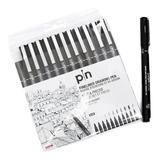 Caneta Uni Pin Nankin Preta 12 Unidades Original Uniball