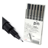 Caneta Uni Pin Nankin Ultra Fina 6 Pontas Preta Uniball