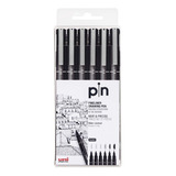 Caneta Uni Pin Nankin Ultra Fina Preta 6 Pontas Uni ball