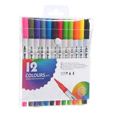 Canetas Coloridas 12 Pcs Brush Pen