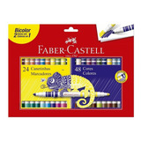 Canetinha Hidrocor Bicolor Faber Castell 24 48 Cores