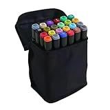 Canetinha Ponta Dupla Para Colorir Kit Estojo De Canetas Escolar Marcador Coloridas Permanente Duas Pontas 24 Cores 