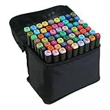 Canetinha Ponta Dupla Para Colorir Kit Estojo De Canetas Escolar Marcador Coloridas Permanente Duas Pontas 60 Cores