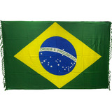 Canga De Praia Bandeira Do Brasil Lisa Toda Em 100 Viscose