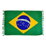Canga De Praia Poliéster Estampa Bandeira Do Brasil Cor Verde Amarelo Tamanho U
