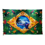 Canga De Praia Viscose Bandeira Do Brasil Floral