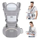 Canguru Para Bebe-Alça De Transporte Multifuncional 6 E 1-Canguru Ergonomico Para Bebe-Adequado Para 0-36 Meses -Cinza-