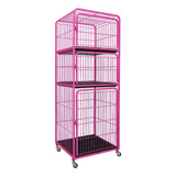 Canil Gaiola Vertical Mega 3 Lugares Rosa Cachorro Pet Tosa