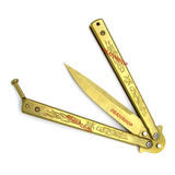 Canivete Faca Butterfly Borboleta Gold Dourado Aço P Treino