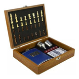 Cantil Bolso Whisky Xadrez Dado Baralho Maleta Presente