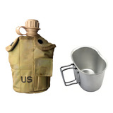 Cantil Militar Com Caneca De Alumínio Cor Coyote