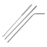 Canudo Aço Inox 2 Unidades Ecológico Reutilizável Escova Cor Prateado