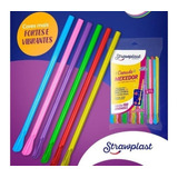 Canudo Colher Mexedor Drink Neon 17 5cm C 300 Unid Coloridos