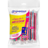 Canudo Colher Mexedor Drink Neon 17 5cm C 400 Unidades
