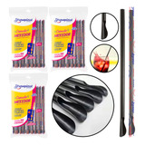 Canudo Colher Mexedor Strawplast Drinks 300 Unidades Preto