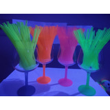 Canudo Neon Festa Neon Flexível Biodegradável 40 Unid Cor Laranja