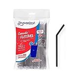 Canudo Preto Strawplast Flexível Pacote 100 Unidades