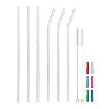 Canudos De Vidro Longos Reutilizáveis Canudos De Vidro Extra Longos De 30 Cm X 8 Mm Para Copos Altos De 1 134 G Pacote Com 6 Com Escovas De Limpeza E Pontas De Silicone