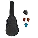 Capa Acolchoada Com Bolso Preto Para Violão Folk Kit Palheta E Porta Palheta