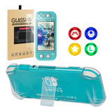 Capa Acrilica Nintendo Switch Lite Pelicula Vidro 4 Grips