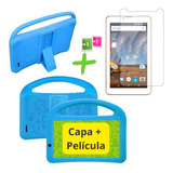 Capa Azul Com Suporte Mão Para Tablet 7 Polegadas Película