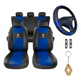 Capa Banco Carro Couro Logo Renault Reno Sandeiro Clio Logan