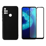 Capa Capinha Aveludada P Motorola Moto G10 G30 Pelicula Cor Preto