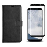 Capa Capinha Carteira Couro Para Galaxy S9 Pelicula 3d Cor Transparente