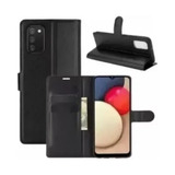 Capa Capinha Carteira Flip Couro Preto Para Galaxy A 03s