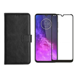 Capa Capinha Carteira Flip Para Motorola Moto G20 Pelicula Cor Preto