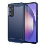Capa Capinha Fibra De Carbono Danet Para Samsung Galaxy A55 Case Anti Impacto Azul