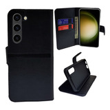 Capa Carteira Preta Película De Vidro 3d Para Galaxy S23