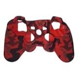 Capa Case Controle PS3 Silicone Camuflado Vermelho 