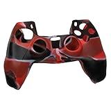 Capa Case Protetora De Silicone Gel Compatível Para Controle Playstation 5 Ps5 Cores Camuflada E Lisa PRETO VERMELHO BRANCO 