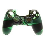 Capa Case Protetora De Silicone Gel Para Controle Playstation 4 Ps4 Cores Camuflada E Lisa VERDE PRETO