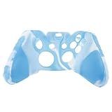 Capa Case Protetora De Silicone Gel Para Controle Xbox One Cores Camuflada E Lisa AZUL BRANCO 