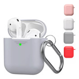 Capa Case Protetora De Silicone Para AirPods Apple 1 E 2 Cor Cinza claro