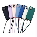 Capa Case Silicone Alça Crossbody Para iPhone 13 Tds Modelos