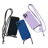 Capa Case Silicone Alça Crossbody Para iPhone 15 Tds Modelos