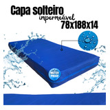 Capa Colchão Solteiro Azul Hospitalar Impermeável Com Zíper Medida 78 188 14