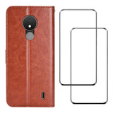 Capa Couro Para Nokia C30 C21 Anti queda Negócio Estilo Flip