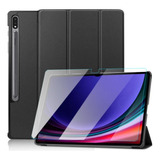 Capa Couro Sintético Para Galaxy Tab S9 Plus 12.4 + Película